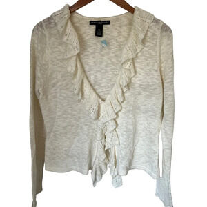 Cream Cottagecore Ruffle Cardigan Petite Medium